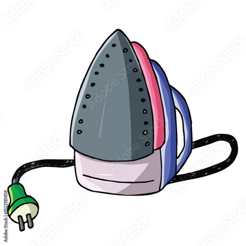 Cute cartoon hand drawn vector iron clipart.