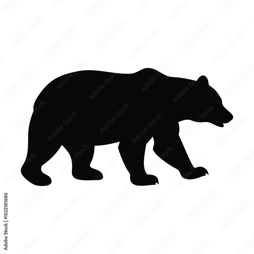 Obraz premium Black silhouette of a bear on a white background