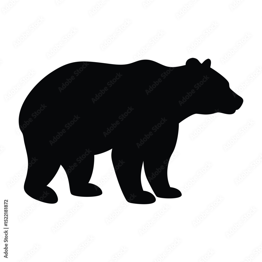 Fototapeta premium Black silhouette of a bear on a white background