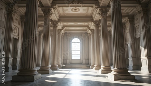  Bright Interior with Classical Columns     Elegant Architectural Background          