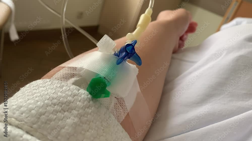 Iv Sleep Injection Video „Female patient feeling unwell sleeping in Hospital bed with ...