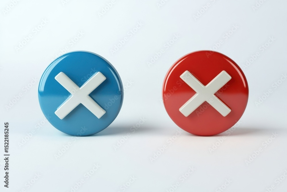 Obraz premium Deny symbols in blue and red colors on white background