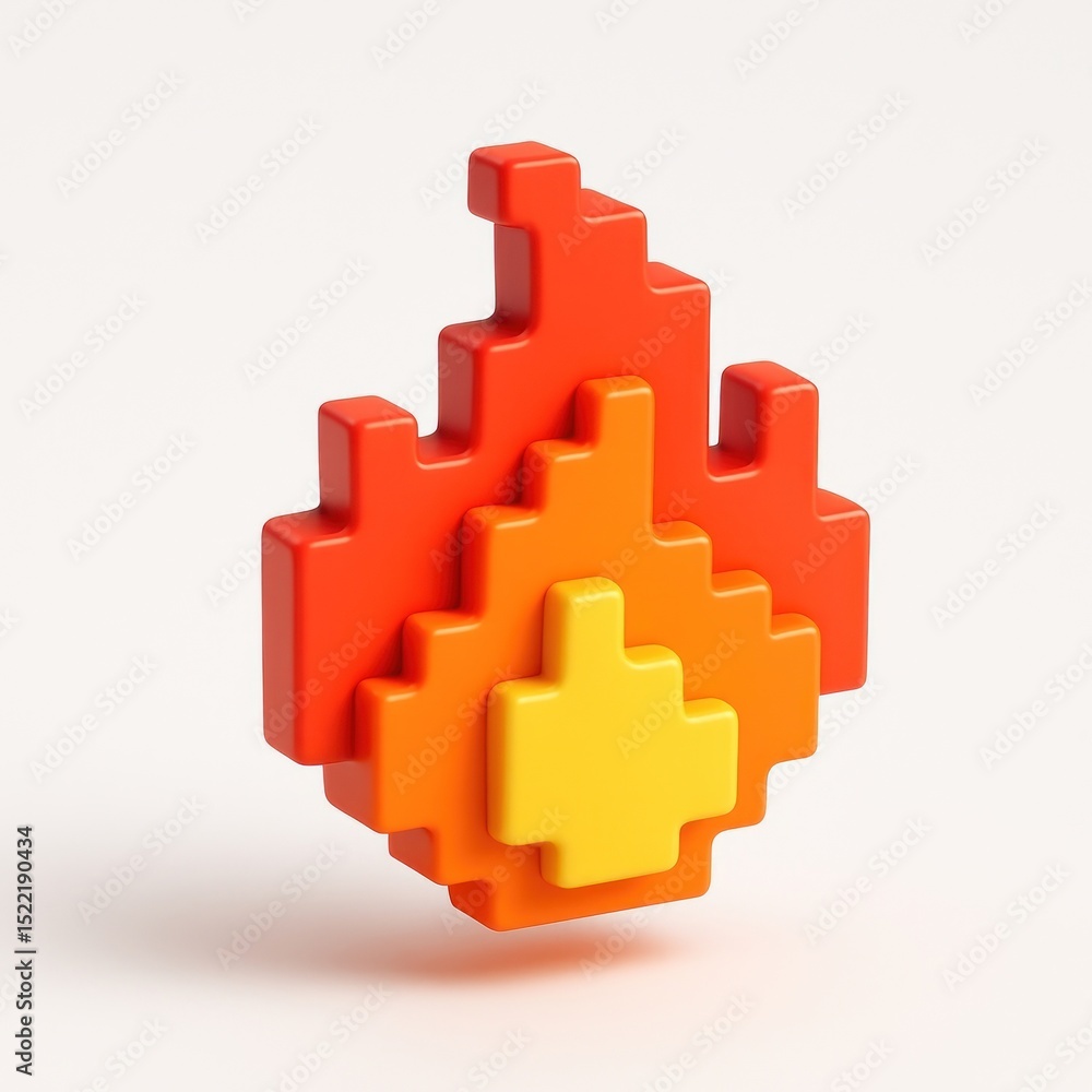 Fototapeta premium Pixelated fire icon illustration