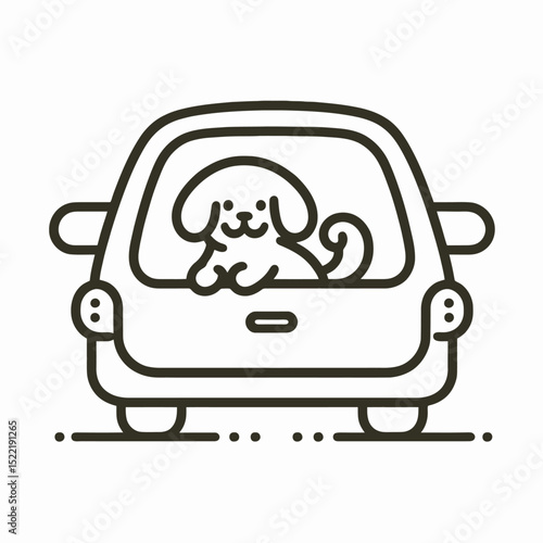 Dog sitting in the back window of a car looking outside  