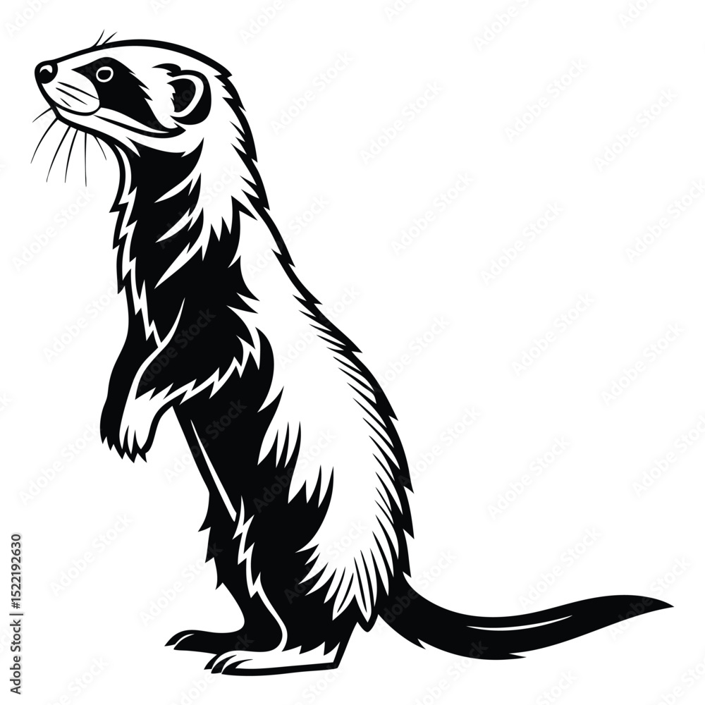 Obraz premium Cartoon vector illustration of a cute wild mammal, a lion cub, lion, squirrel, ferret, raccoon, and polecat, isolated on a white background