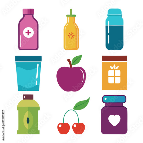 Collection of healthy items: supplements, fruit, and natural remedies