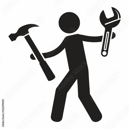 Worker with Hammer and Wrench
