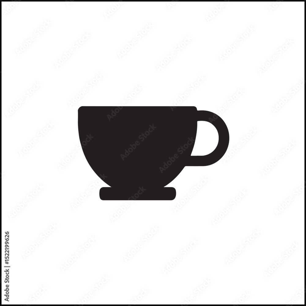 Simple cup silhouette icon in black vector style Simple cup silhouette icon in black vector style