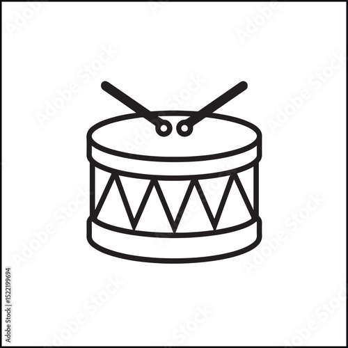 Clean black outline icon of drum in minimal vector style
