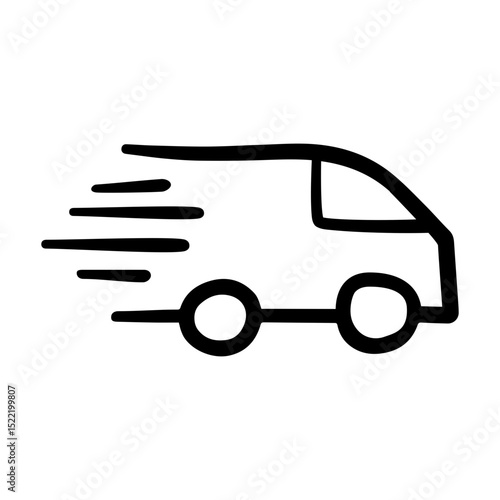 Fast delivery doodle vector icon