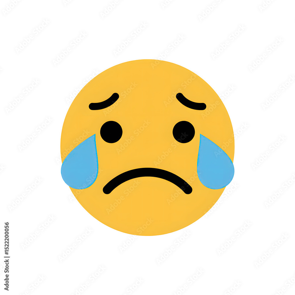 Sad crying face emoji with large teardrop, expressing sorrow, disappointment, or grief Sad crying face emoji with large teardrop, expressing sorrow, disappointment, or grief