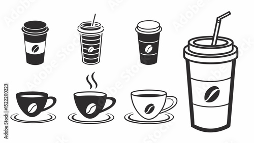Collection of Coffee Cups and Disposable Coffee Containers
