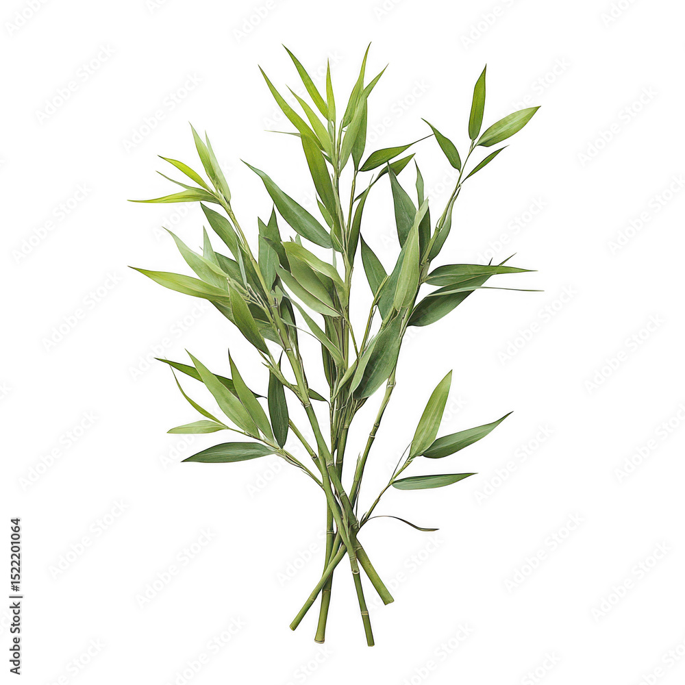 Fototapeta premium Green bamboo sprigs bundle isolated on transparent background