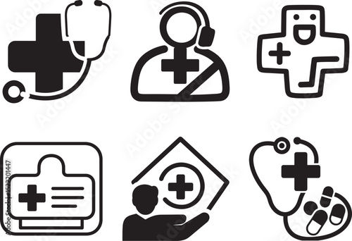 Medical Icons Set for Healthcare Professionals and Institutions, Collection of Medical Symbols in a Clean Design