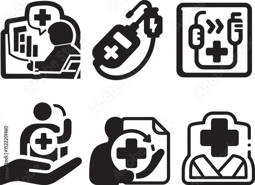 Medical Icons Set for Healthcare Professionals and Institutions, Collection of Medical Symbols in a Clean Design