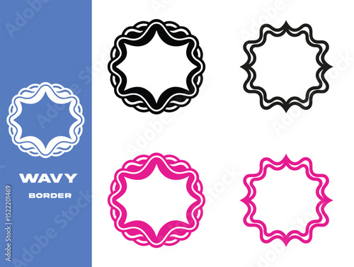 Wavy Border Design Elegant Frame Illustrations
