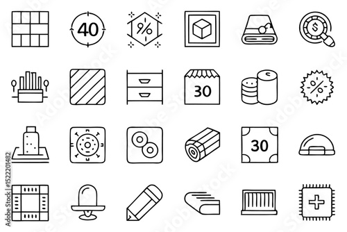 Single line icon depicting flooring materials for parquet and other floor coverings