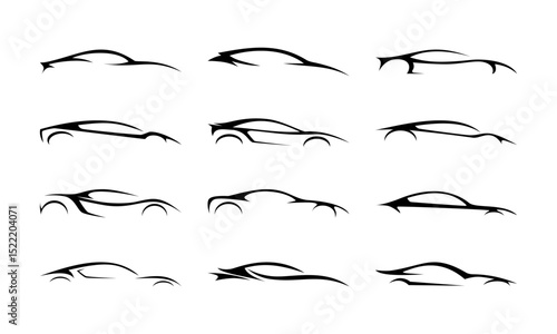 various car silhouette outline logo collection