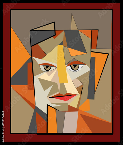 Colorful background, cubism art style,abstract portrait