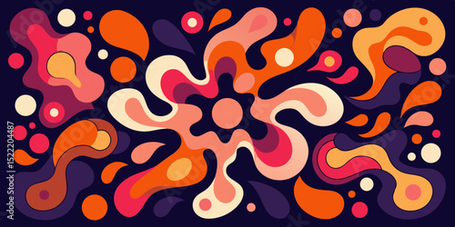 Abstract Retro Pattern with Organic Shapes and Vibrant Colors Perfect for Backgrounds Wallpapers and Creative Design Projects Illustration