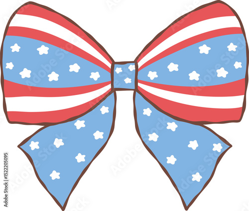 Coquette 4th of July ribbon bow stars 