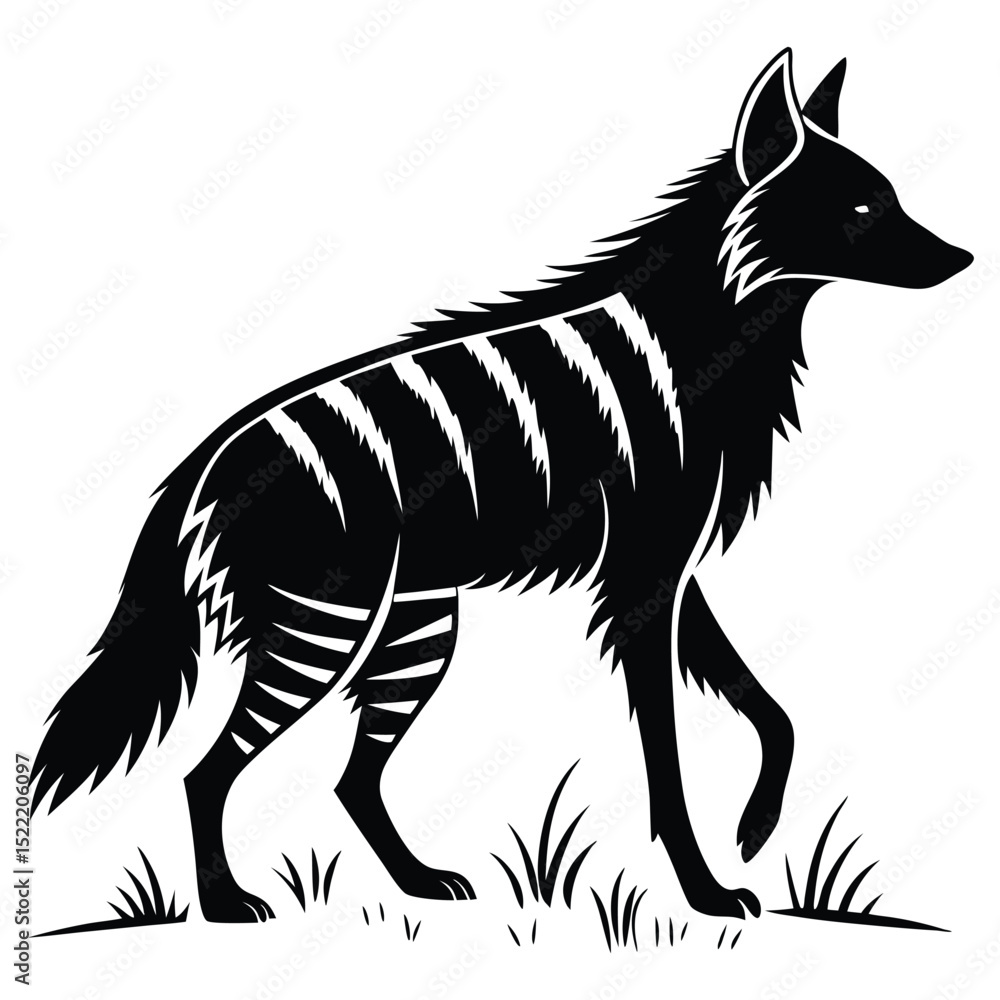 Obraz premium Black and white fox vector illustration of a wild animal head silhouette