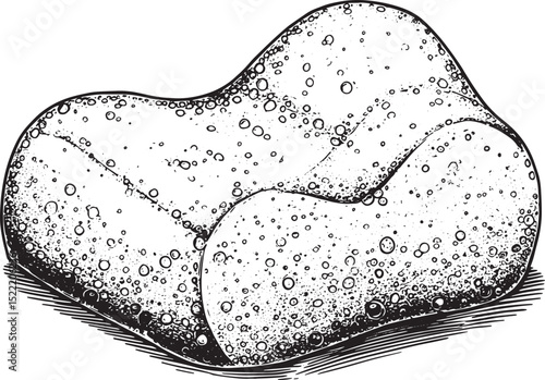 Abstract monochrome illustration of cleaning foam with bubbles,