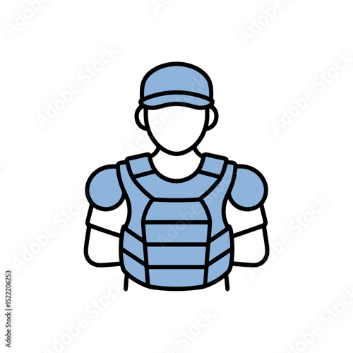 Baseball catcher wearing protective gear in blue uniform for Major League Baseball - Team Identity  