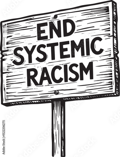 Call to Action: Woodcut Illustration of a Sign Demanding an End