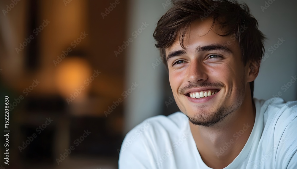 A young man with a joyful expression. A young man with a joyful expression.
