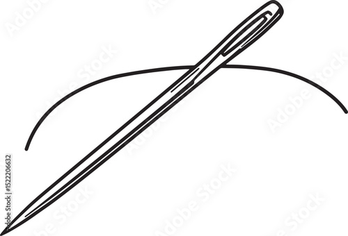 Monochrome tapestry needle art, vintage sewing tool and thread i