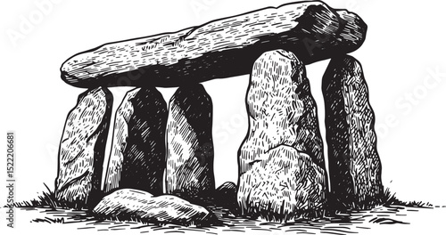 Mysterious ancient megalithic structure artistic illustration in