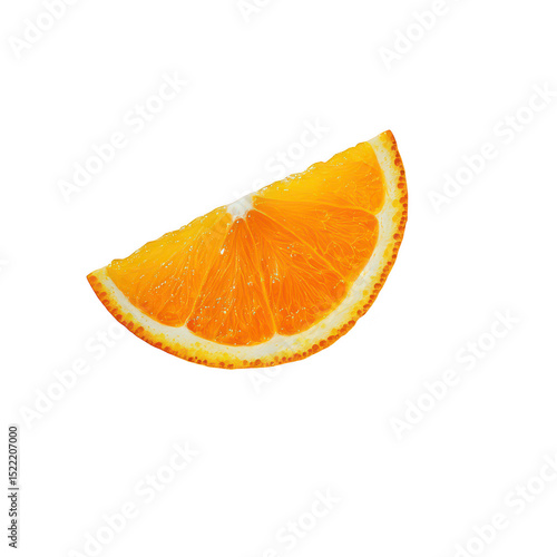 Juicy orange slice segment isolated on transparent background