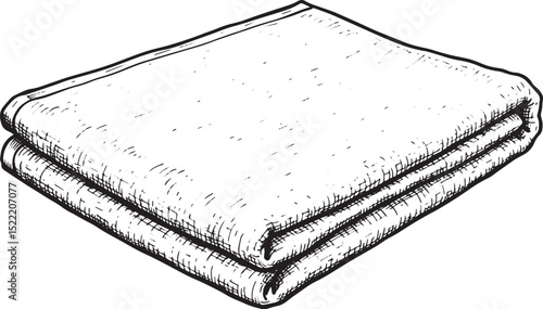 Monochrome illustration of folded reusable towel for hygiene and