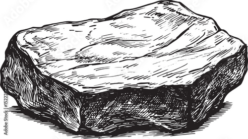 Monochrome Sketch of a Clay Block Illustrating Texture and Form