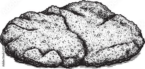 Monochrome illustration of delectable pork schnitzel, culinary d