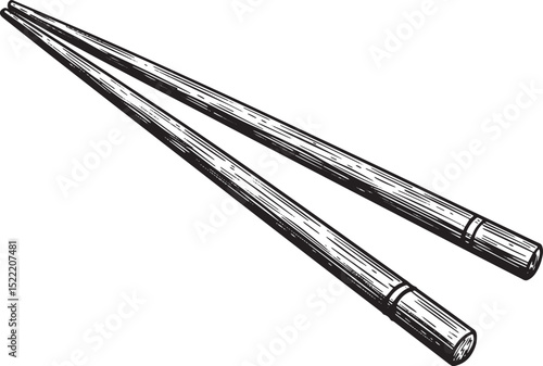Elegant monochrome drawing featuring a pair of traditional woode