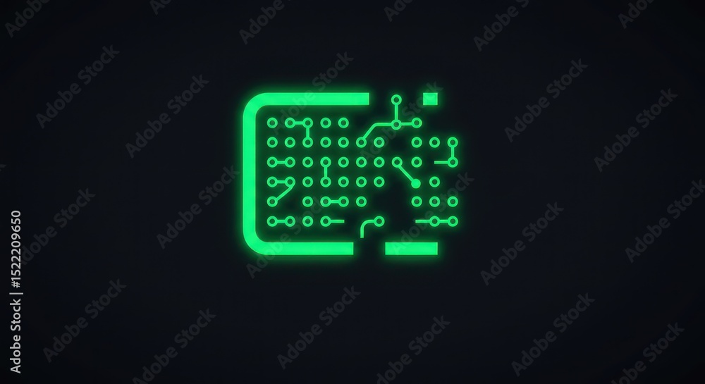 Futuristic glowing green circuit board design representing modern technology trend Futuristic glowing green circuit board design representing modern technology trend