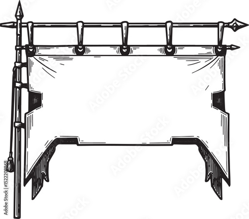 Ornate banner illustration with intricate details and classic he