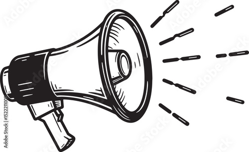 Monochrome Loudspeaker Illustration Conveying a Message of Annou