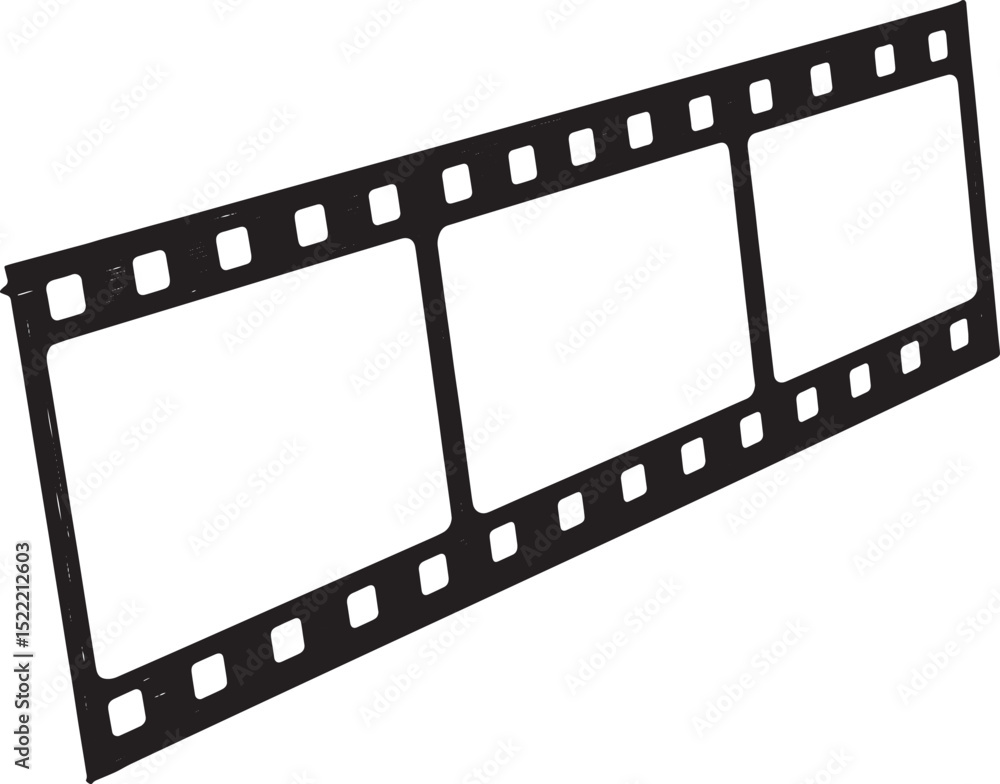 Obraz premium Graphic Woodcut Illustration of Classic Three-Frame Filmstrip De