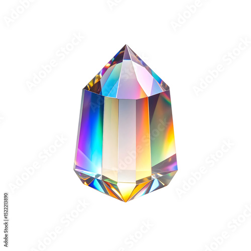 Rainbow crystal prism glass object on gem art jewel on transparent background