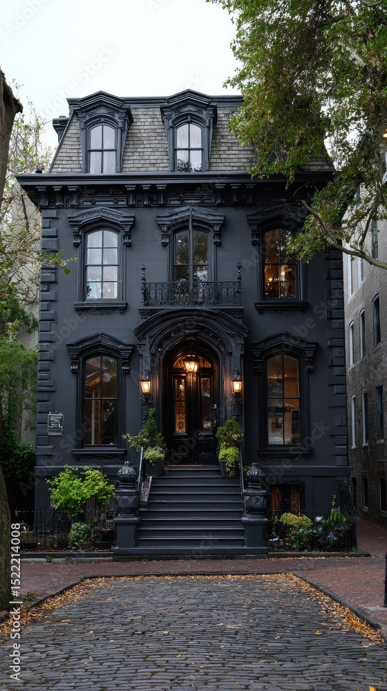 A stunning image of elegant black house. A stunning image of elegant black house.