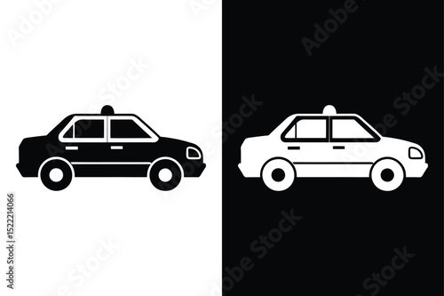 Black Patrol Car Icon. Sheriff and Police Vehicles in Flat Style