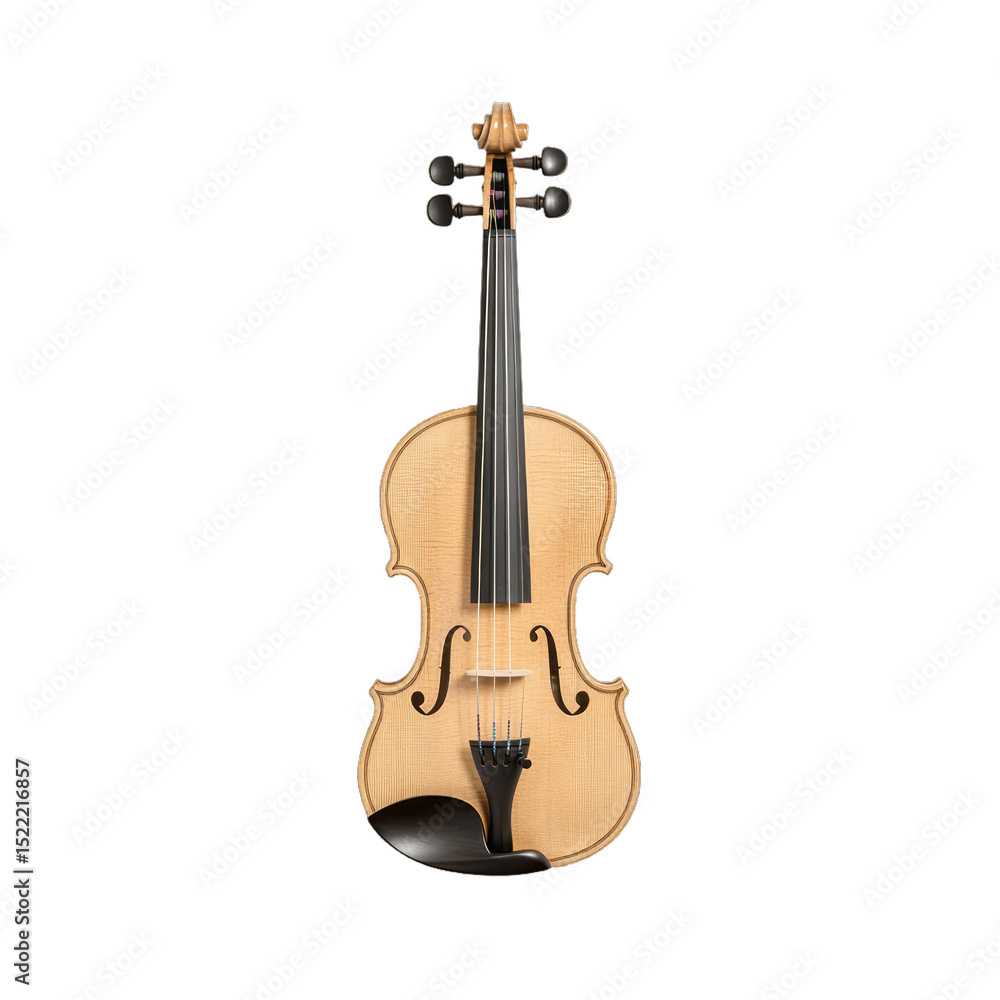 Fototapeta premium Vintage wooden violin with intricate carvings and a rich brown finish isolated on a transparent background 