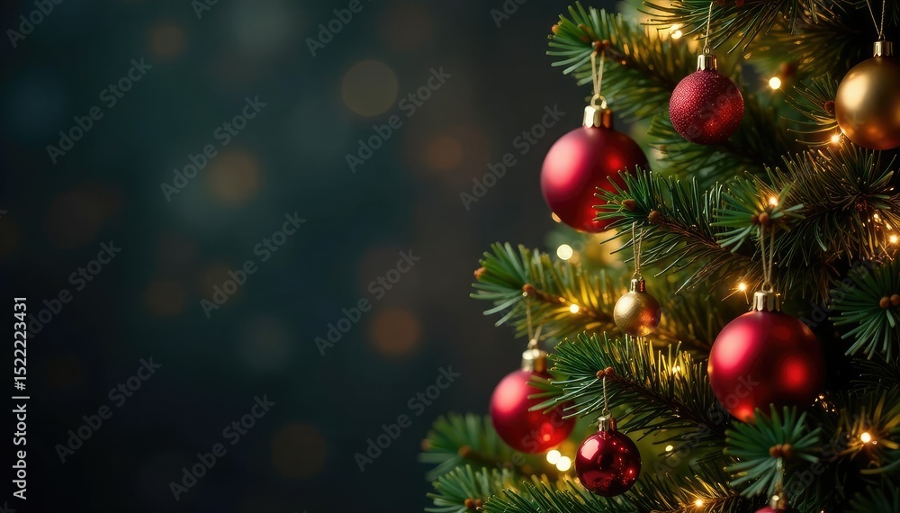 A beautifully decorated Christmas tree with ornaments and twinkling lights, festive and joyful , joyful, happy holidays A beautifully decorated Christmas tree with ornaments and twinkling lights, festive and joyful , joyful, happy holidays