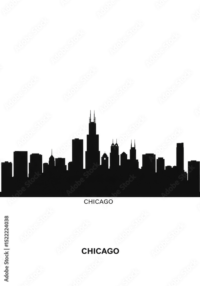 Obraz premium Abstract Illustration of Black Cityscape Skyline at Night on Transparent