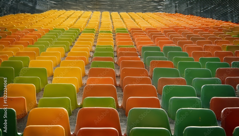 Fototapeta premium Arrangement of bright stadium seats, closeup abstract photo
