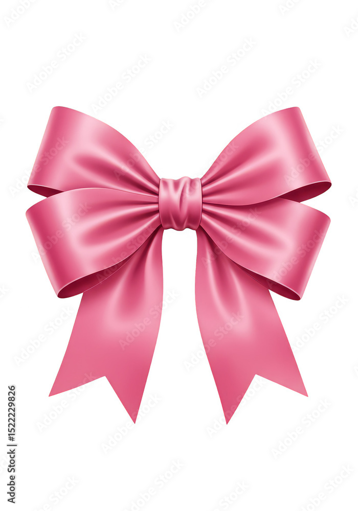 Fototapeta premium Decorative Pink Silk Bow Ribbon Gift for Celebration Illustration