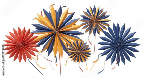 Decorative Illustration of Paper Flowers Fans Ornament for Celebration Event